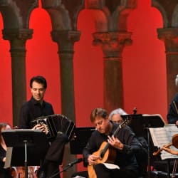 Performing with Julien Labro; Photo by Gabe Palacio